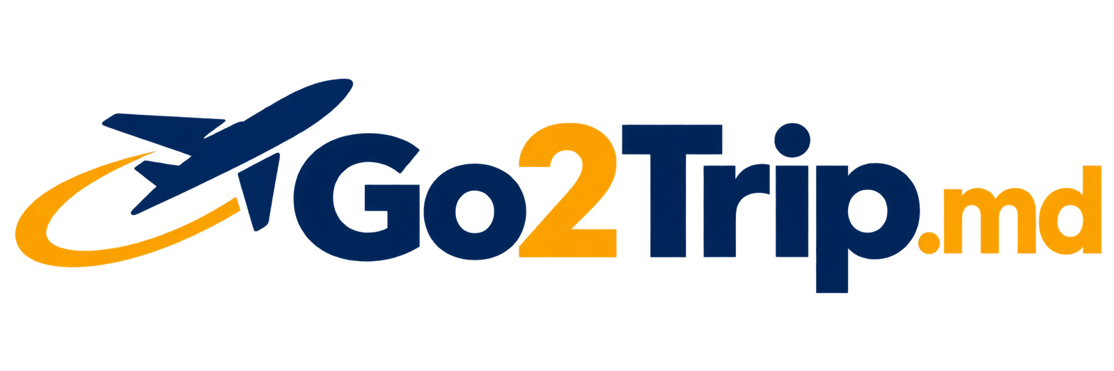Go2Trip.md — синий самолёт с янтарным следом и надпись Go2Trip.md